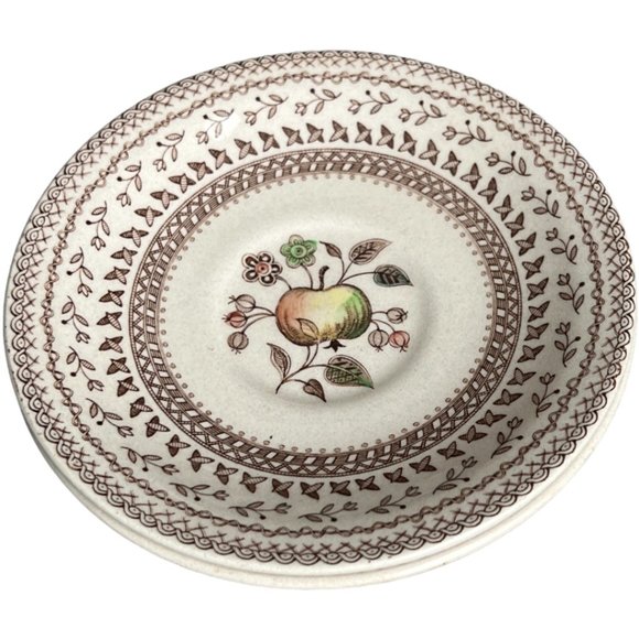 TWO Vtg Johnson Bros "Fruit Sampler" Saucers Staffordshire Old Granite England - Picture 7 of 12